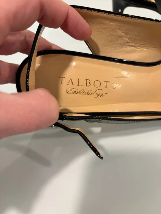 Talbots Black Patent Peep Toe Slingback Heels - Picture 3 of 6